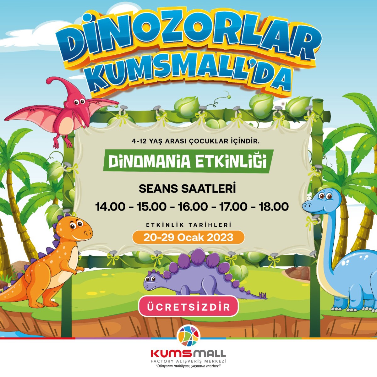 DİNOZORLAR, KUMSMALL İLE KAYSERİ’YE GELİYOR