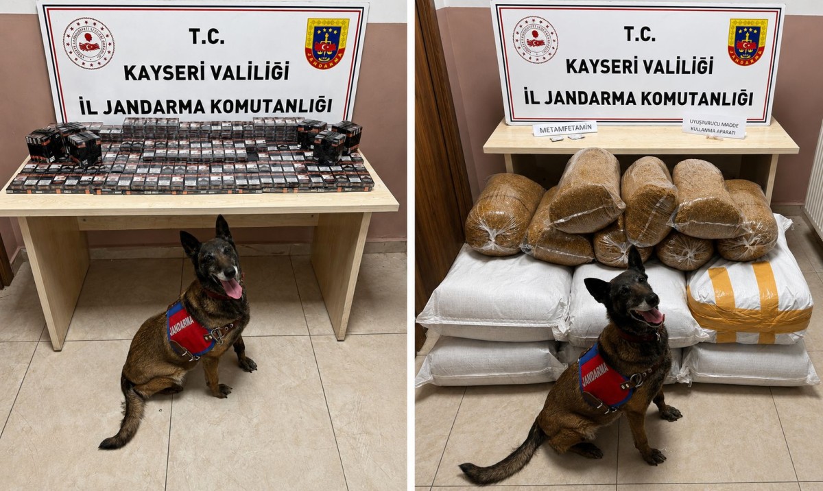 Jandarma gizlenen uyuşturucuyu köpekle buldu